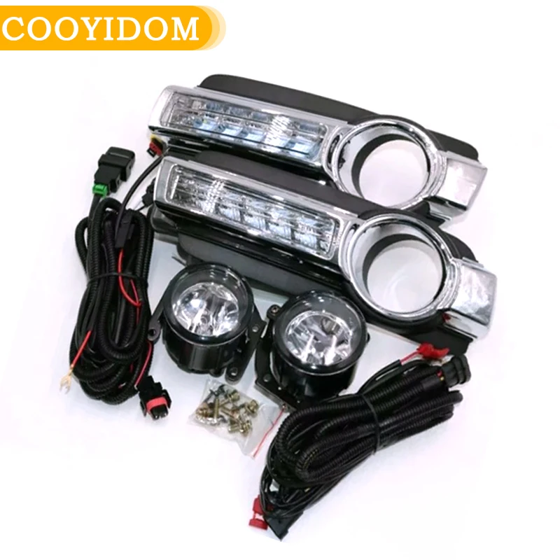Фото Противотуманная фара в сборе для Montero V98 DRL для mitsubishi Pajero V97 V93 V95 передний бампер противотуманная фара с проволочной крышкой решетка №1