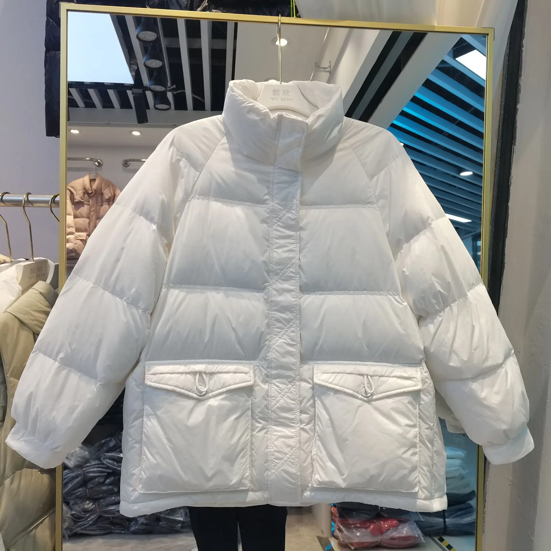

korean winter ladies fashion stand collar down jacket 2022 new women zipper thicken warm bread down parka chic down coat female