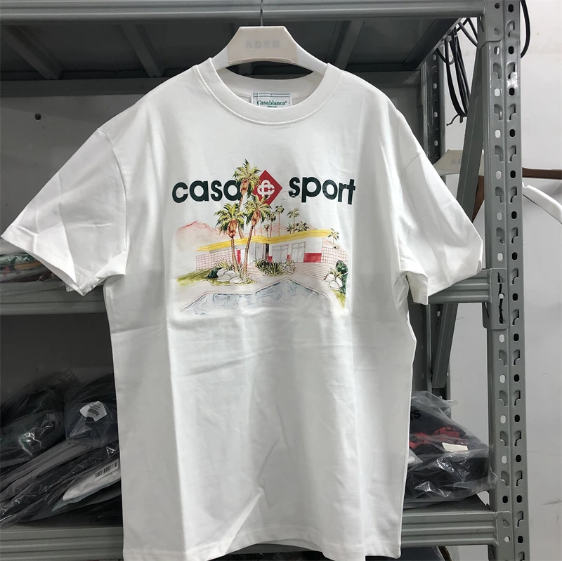 

High quality 1:1 Round Neck CASA Sport Casablanca T Shirt Men Women Coconut Print T-shirt Top Tees With Tag