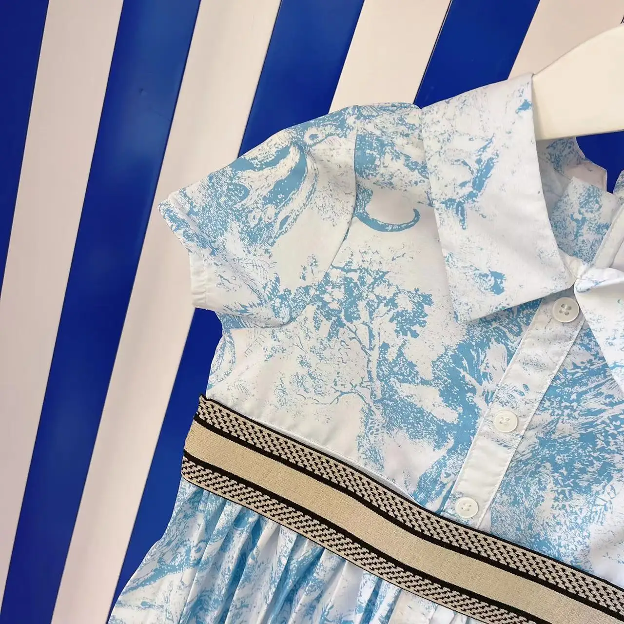 Высококачественное платье для девочек новинка 2022 элегантная рубашка с коротким