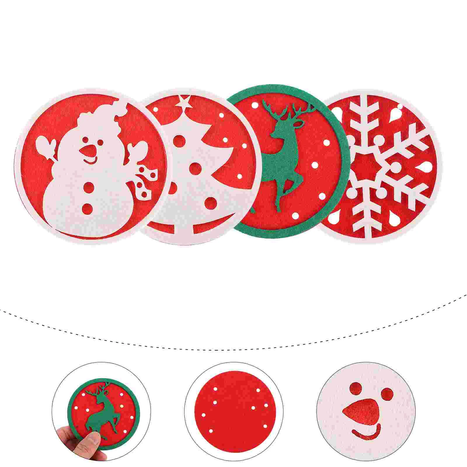

8Pcs Christmas Coaster Felt Festive Lightweight Cup Pads Cup Mats Pads for Cafe Hotel Office