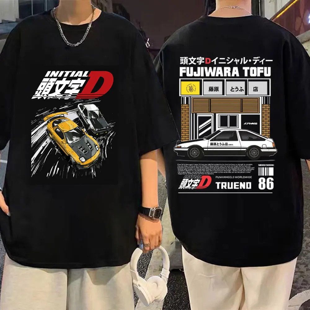 

Japan Anime Initial D AE86 T-shirts Takumi Fujiwara Tofu Shop T-shirt Summer Vintage Casual Oversized T Shirt Unisex Streetwear