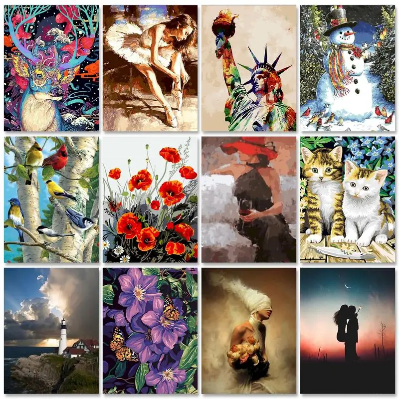 

RUOPOTY Frameless Picture Diy Painting By Numbers Deer Christmas Acrylic Paints On Canvas Picture Handiwork Coloring On Numbers
