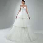 Многоярусное свадебное платье Sevintage в стиле бохо, с рукавами-фонариками, на тонких бретельках, свадебные платья на заказ