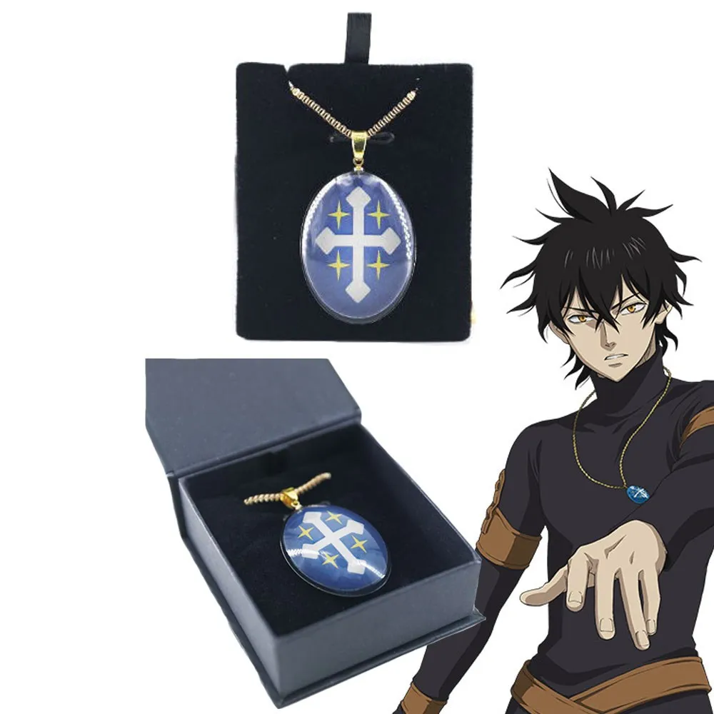 

Anime Black Clover Yuno Necklace Cosplay Blue Magic Pendant Jewelry Costume Accessories Prop Fans Gift