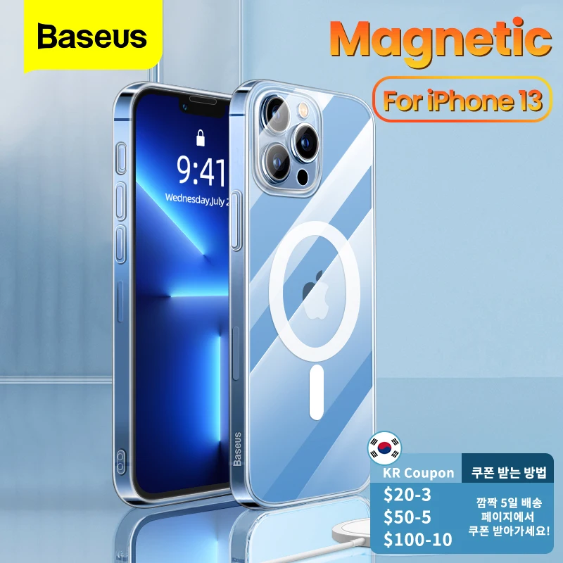 

Baseus Magnetic Clear Phone Case for iPhone 13 Pro 13Pro Max 2021 Transparent Back Cover For Mag Wireless Charging Magnet Case