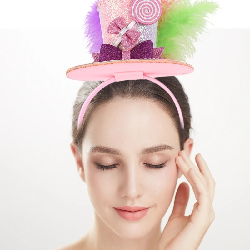 Повязка для волос с цветами шляпа радужными перьями повязка на голову вечеринок