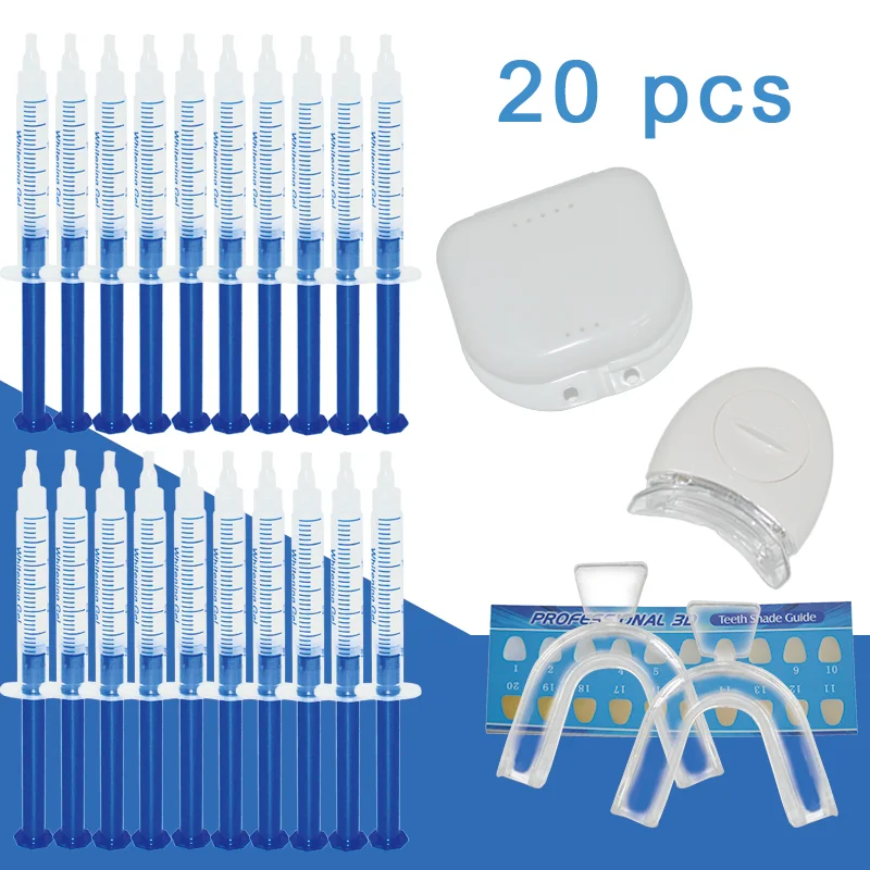 

20pcs Teeth Whitening kit white light Bleaching Oral Gel Kit Dentist Teeth Whitening 44% Peroxide Dental Bleaching System bulk