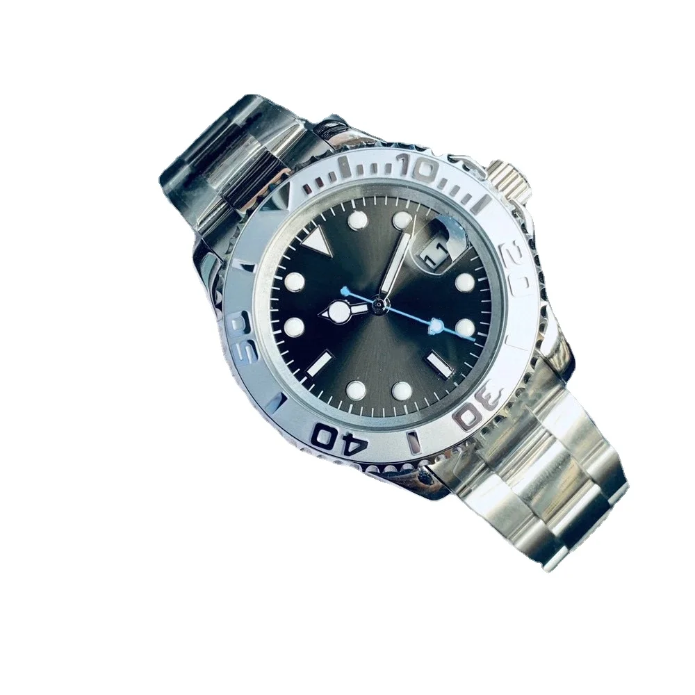 

High-Top Mens Watch Mechanical Automatic Stainless Steel Sport Watches Blue dial Rubber Sapphire