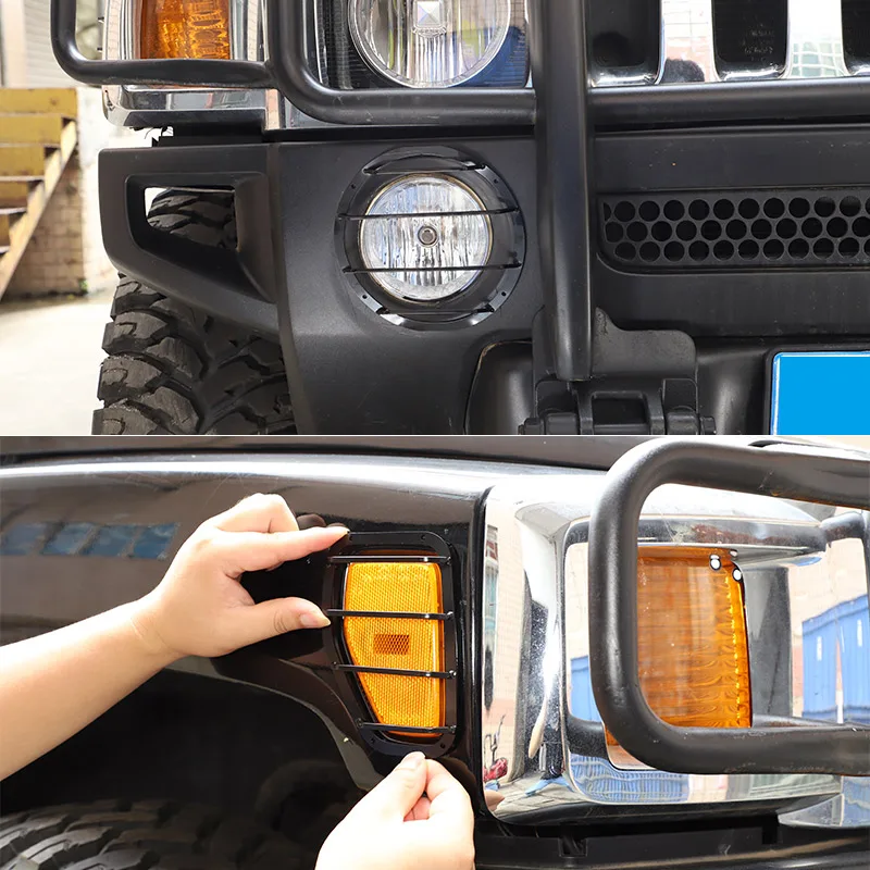 

Передняя противотуманная фара из нержавеющей стали для Hummer H3 2005-2009, боковая защитная сетка для сигнала поворота, автомобильные аксессуары