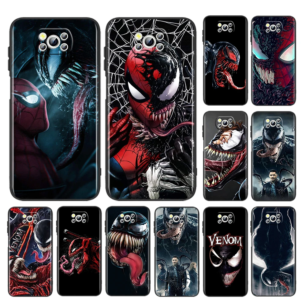 

Avengers Hero Venom Man Case For Xiaomi Poco M5 M4 X4 X3 F3 GT NFC M3 C3 F2 F1 X2 Pro Silicone Soft Black Phone Cover Core