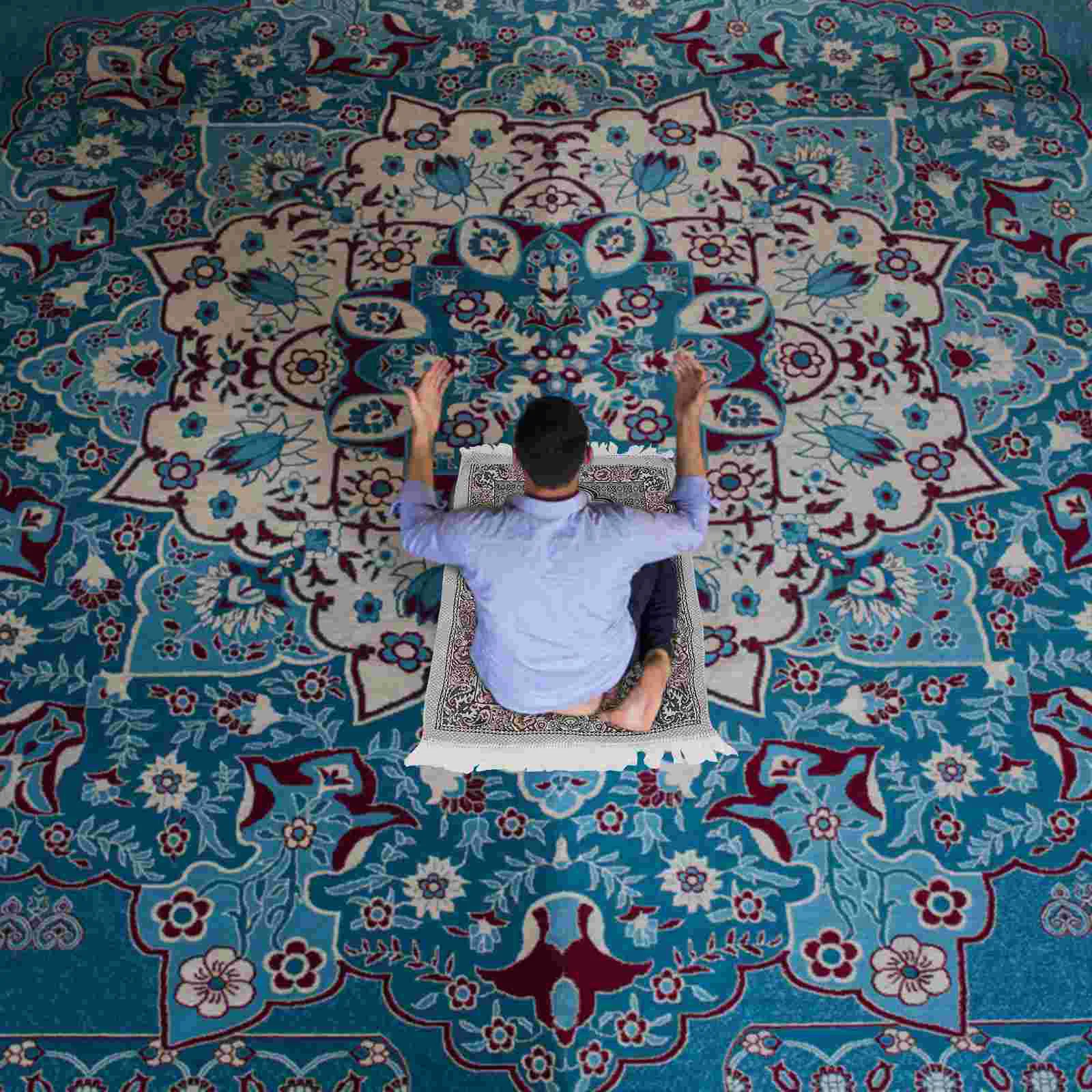 

Namaz Area Mat Chenille Rug Eid Ramadan Carpet Flokati Rug Muslim Prayer Blanket Weave Chenille Woven Rug