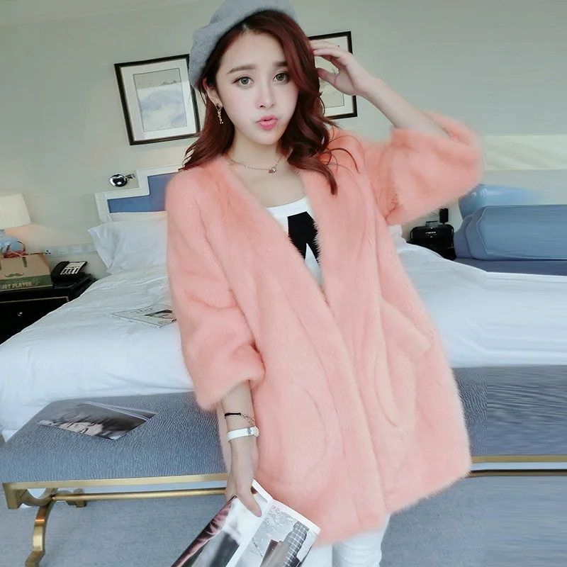 Women real mink coats female mink fur coat genuine long fur coat ladies winter clothes oversize 6xl 5xl 7xl Imitation fur coats