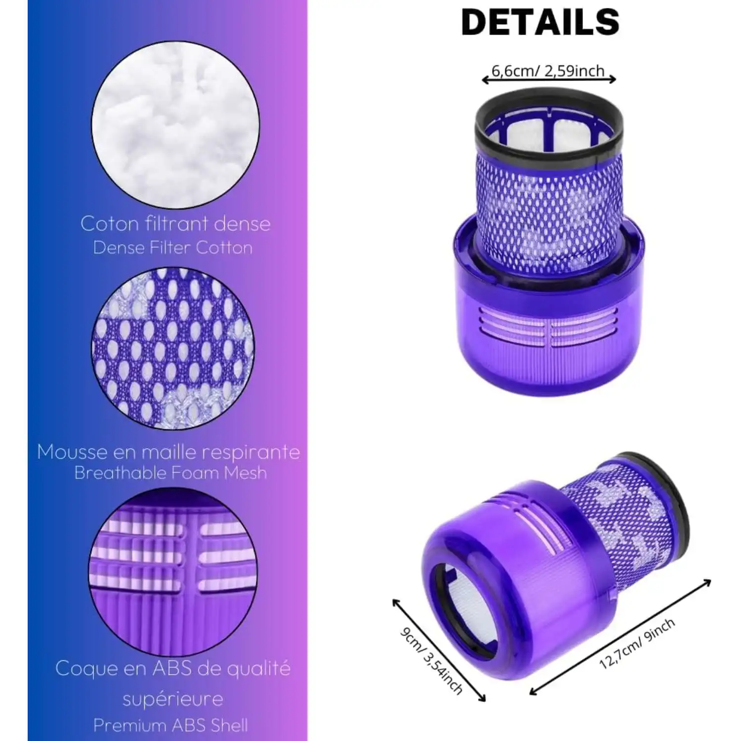 Фото Фильтр V11 V15 для пылесоса Dyson V11 Animal/Absolute/Extra/Torque Drive/Complete Pro V15 Detect SV14, 970013-02 и 97001302 №3