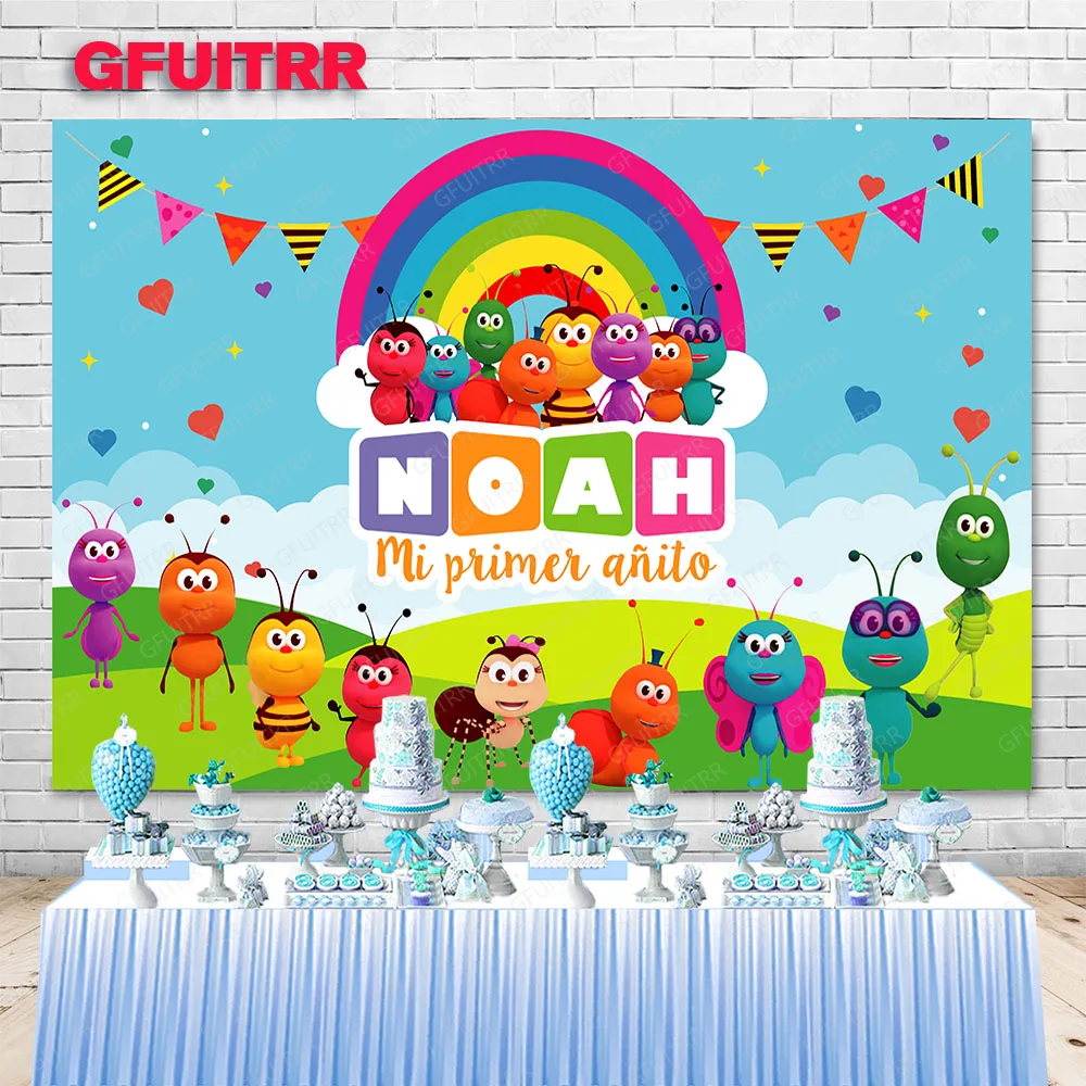

GFUITRR Bichi Kids Photography Backdrop Kids 1st Birthday Rainbow Ant Photo Background Grassland Vinyl Photo Booth Props