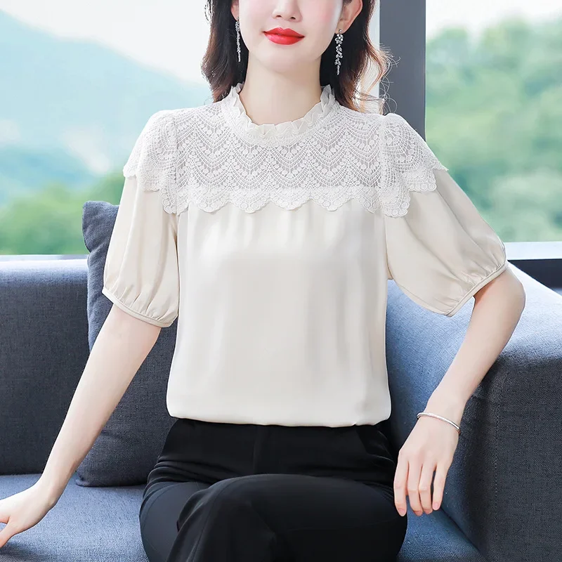 Женская шифоновая рубашка во французском стиле элегантный универсальный