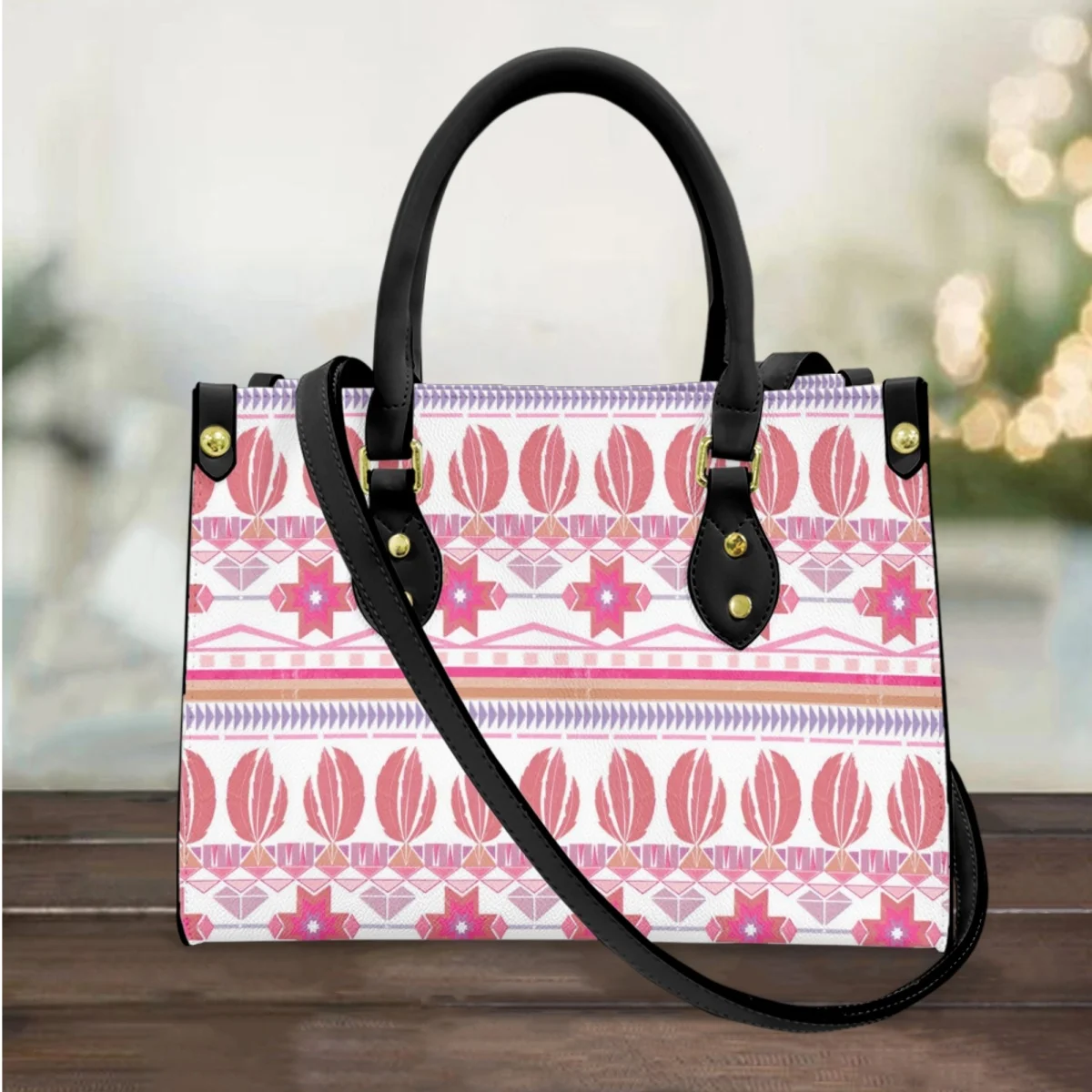 

Ethnic Seamless Pattern Vintage Women Shoulder Bag Pu Leather Crossbody Bag Soft Girl Purse Multi-pockets Casual Messenger Bag
