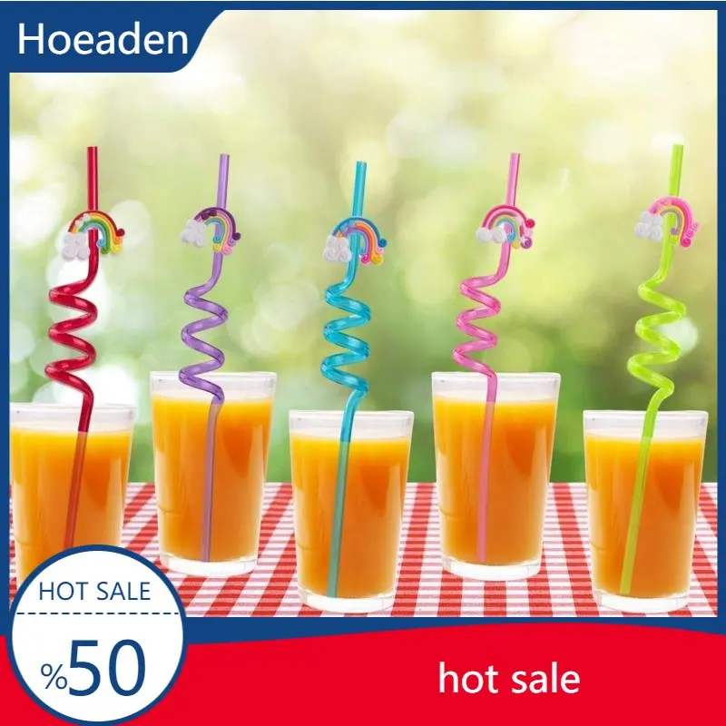 

1/8pcs Rainbow Birthday Party Supplies Reusable Drinking Rainbow Plastic Straws