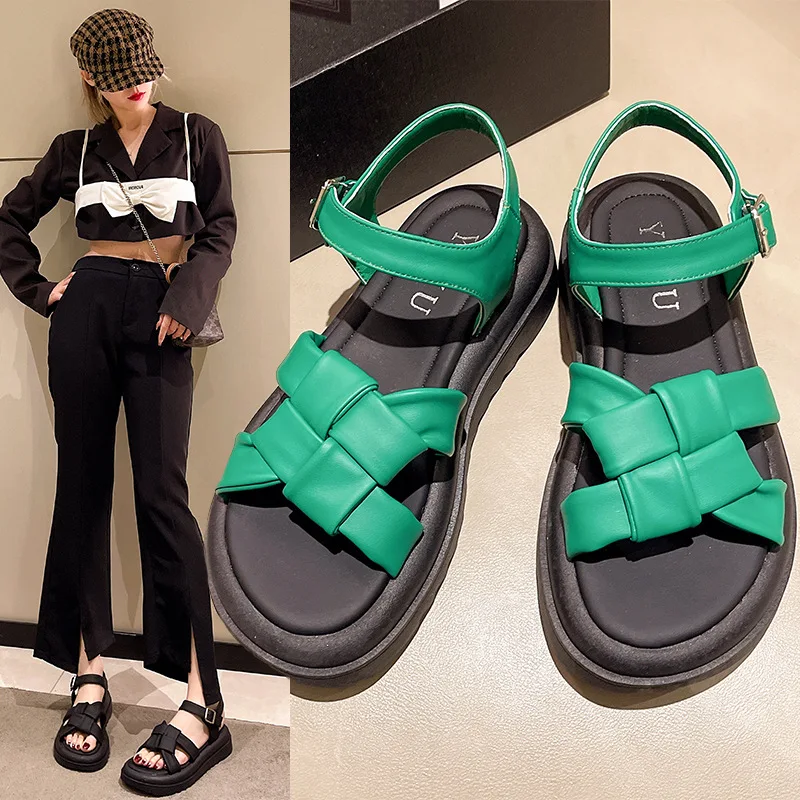 

Туфли женские на ремешке с пряжкой, мягкие роскошные сандалии, удобные модные спортивные низкие, бежевые, с каблуком, черные, весна-лето 2023