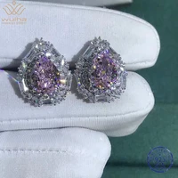wuiha real 925 sterling silver 3ex water drop 8ct vvs pink sapphire citrine d synthetic moissanite stud earrings drop shipping