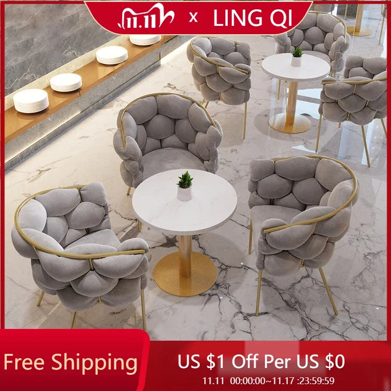 

Nordic Luxury Leisure Single Sofa Chairs Dining Room Designer Girl Dining Chairs Bedroom Chair Fauteuil Salon Interior Furniture