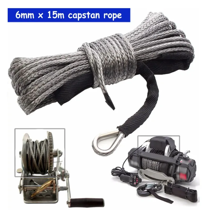 

Winch Rope String Line Cable with Sheath Gray Synthetic Towing Rope 15m 7700LBs Car Wash Maintenance String for ATV UTV Off-Road