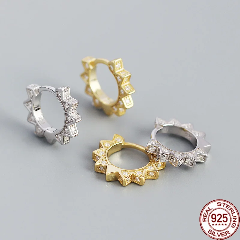 

E0392 S925 серебряные инкрустированные геометрическими фианитами металлические серьги в стиле панк женские дизайнерские для женщин Роскошные ...