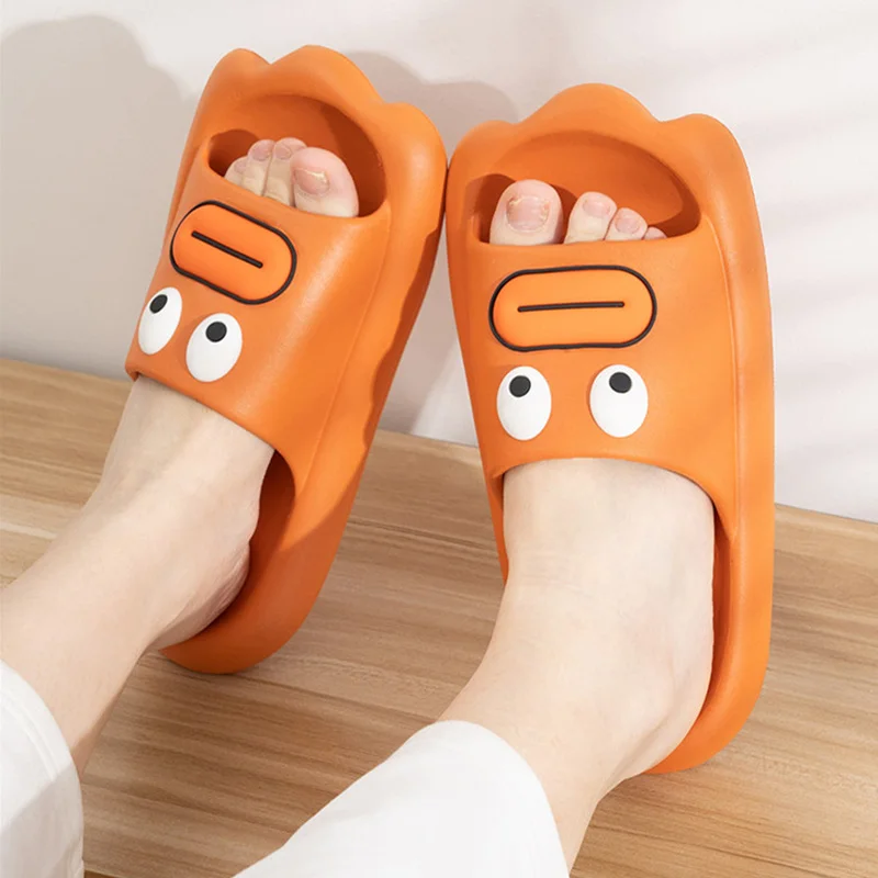 

Women Men Slippers Sandals Summer Beach Slides Flip Flops Cartoon Duck Print Platform Thick Couples Home Bathroom Shoes