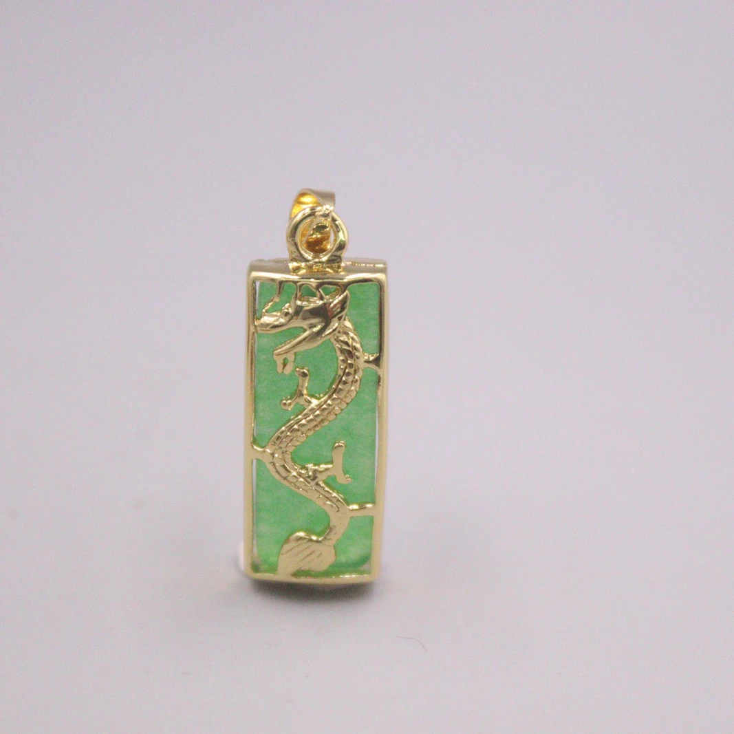 

Подвеска из настоящего нефрита Gp, покрытая золотом 18 карат, женская зеленая, с подогревом, ювелирные изделия из нефрита, дракона, из настояще...