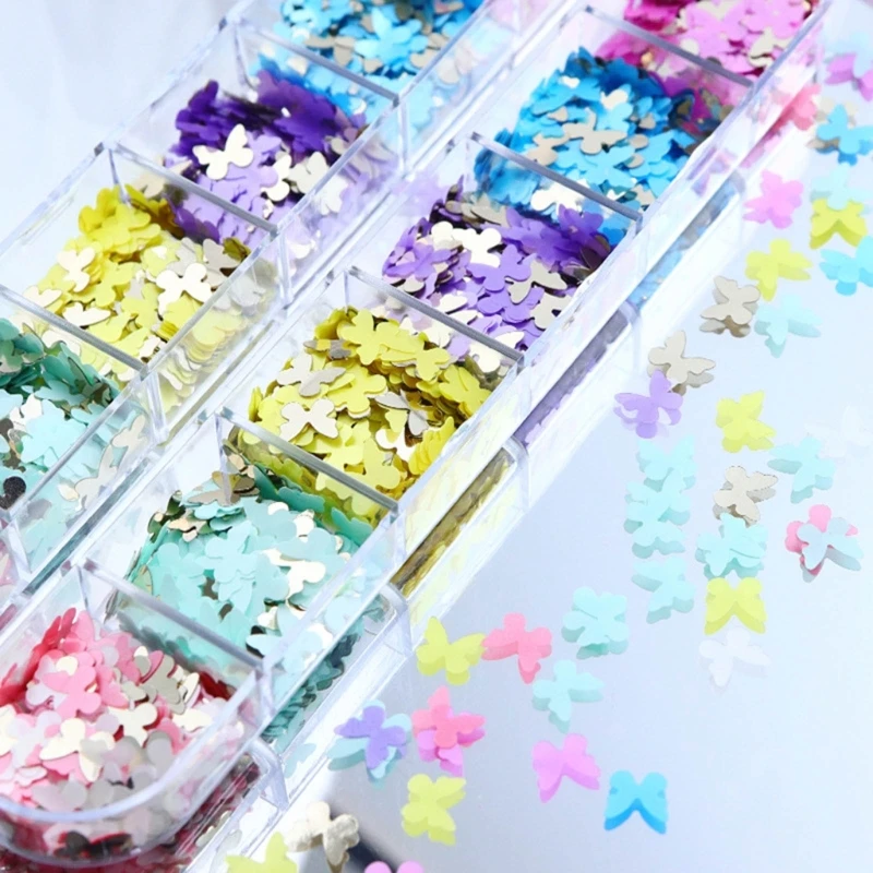 

12 Grids DIY Charm Glitter Flakes Manicure Decorations Glitter Sequins Sparkling Sequins Mix Glitter Mix for Girls E0BE