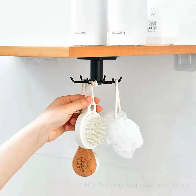 

1Pcs Kitchen Hook Multi-Purpose Hooks 360 Degrees Rotated Rotatable Rack Organizer and Storage Spoon Hanger Rack Accessories