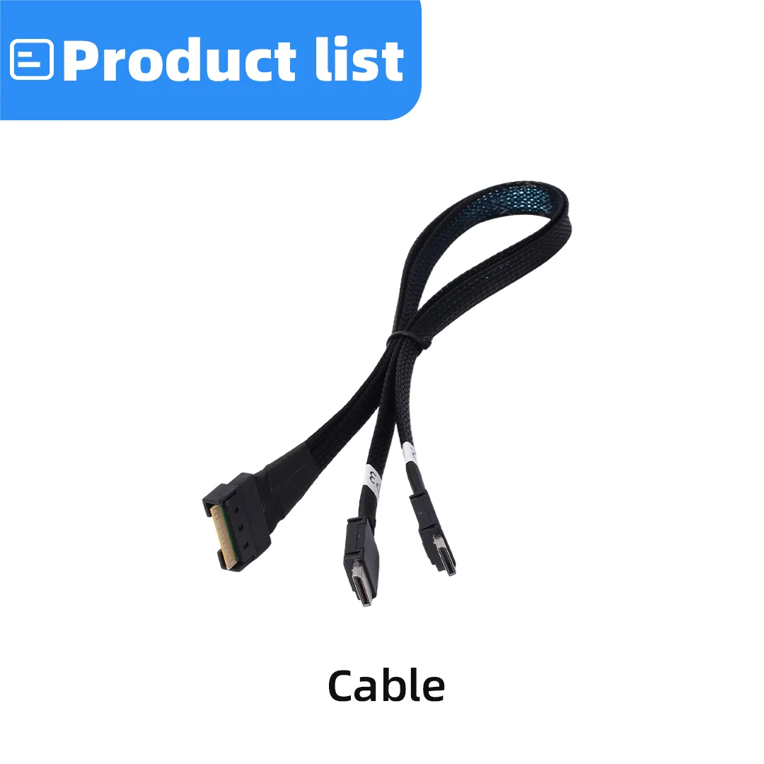 Кабель SlimSAS SFF-8654 8i на SFF-8611, 1 на 2, MCIO x8, PCIe 4.0 X8 x4+x4 Gen4, SFF-8639, SFF-8654, поддерживает разделение OCuLink U2 (art.: 3920d81ee11ce) - 3920d81ee11ce