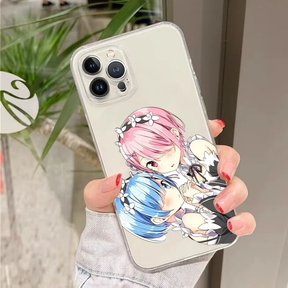 Чехол для телефона ReZERO Ram Rem с аниме силиконовый мягкий чехол iphone 16 15 14 13 12 11 Pro Mini XS