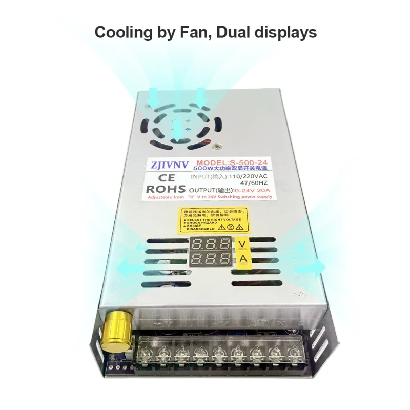 Импульсный источник питания 500 Вт Регулируемый ток напряжения 0-12 В 24 36 48 60 80 с