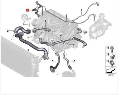Соединительный шланг охлаждающей жидкости/трубный чайник к головке цилиндра