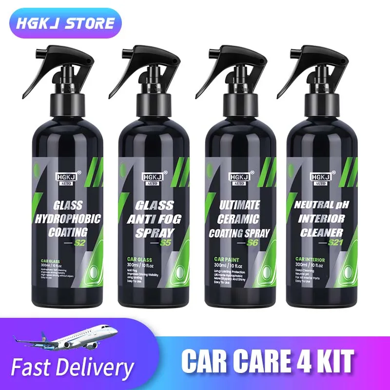 Car Care 4 Kit Ceramic Hydrophobic Coating Interior Cleaner Anti-Rain For Cars Water Repellent Coating Anti Fog Car Accessories