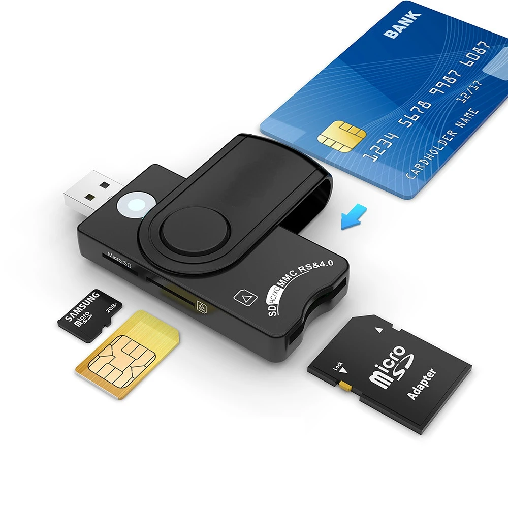 

Windows 7 8 10 Linux OS, USB SIM smart card reader, for bank card IC / ID EMV SD TF MMC card reader USB-CCID ISO 7816