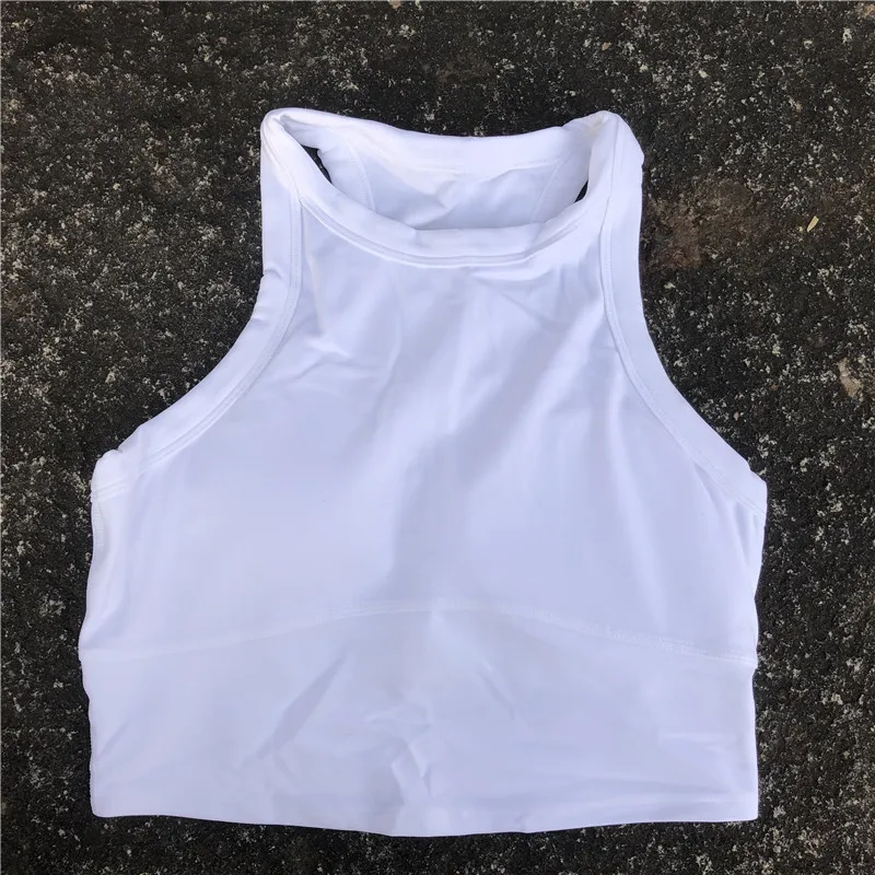 Solid Color Round Neck Fitness Bra Tight Sport Tank Top Comprehensive Training Jog Yoga With Chest Pad Antibacterial Deodorant