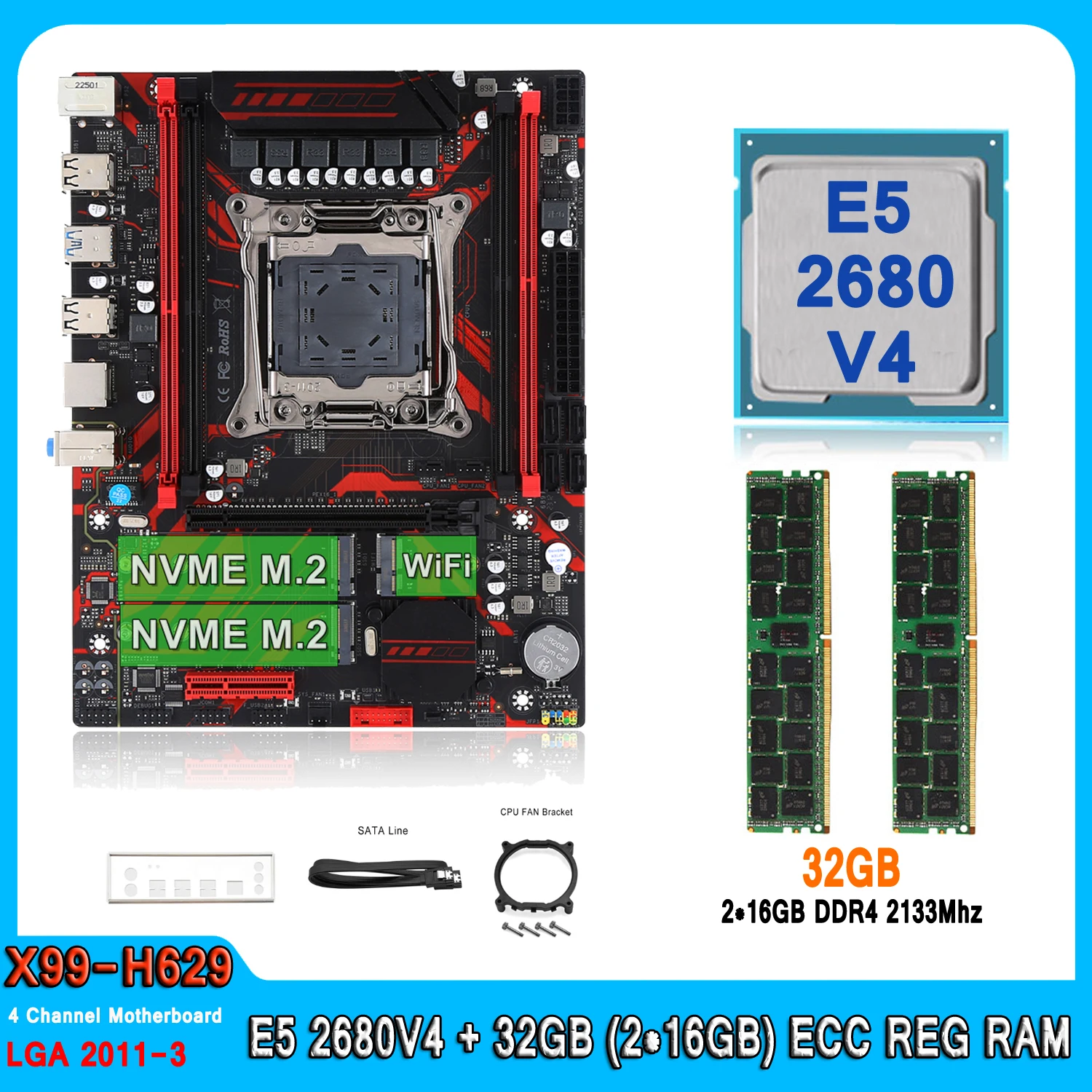 Комплект материнской платы KEYIYOU X99 LGA2011-3 с процессором Intel ...