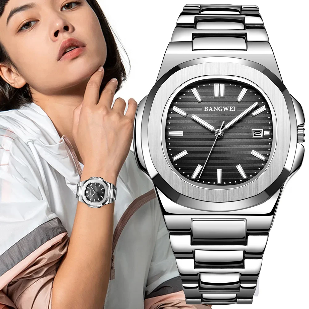 Lige Женские модные кварцевые наручные часы с ударопрочным корпусом из