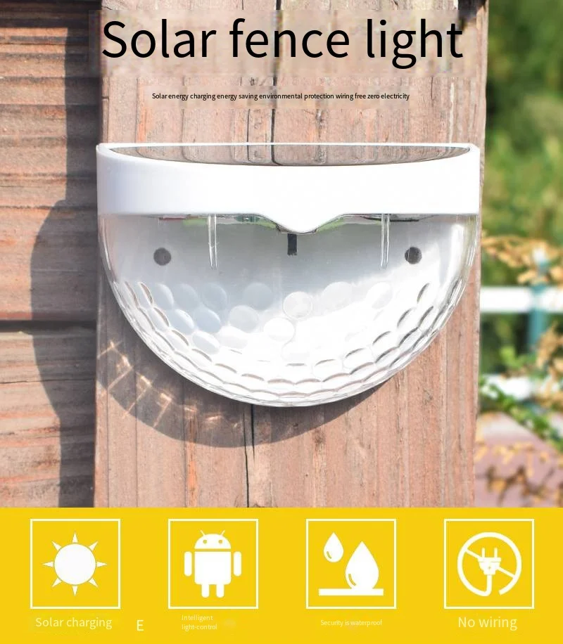 

Уличный водонепроницаемый светильник на солнечной батарее для забора, 6 светодиодов, полукруглая ступенчатая лампа, садовый настенный свет...