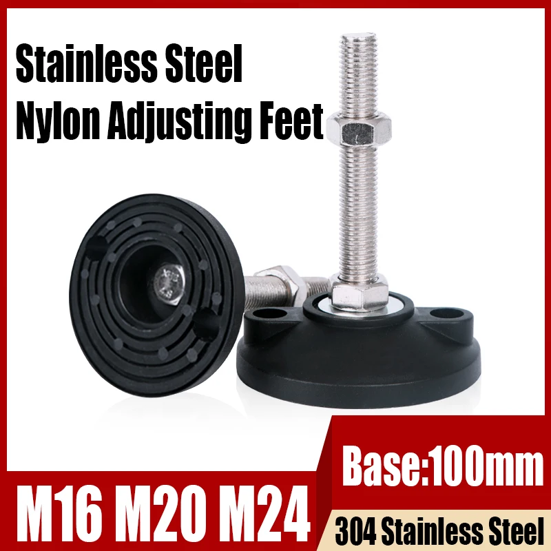 

2PC M16-M24 Stainless Steel Nylon Adjusting Feet Adjusting Machine Tool Lathe Leg Office Warehouse Shelves Furniture Support Leg