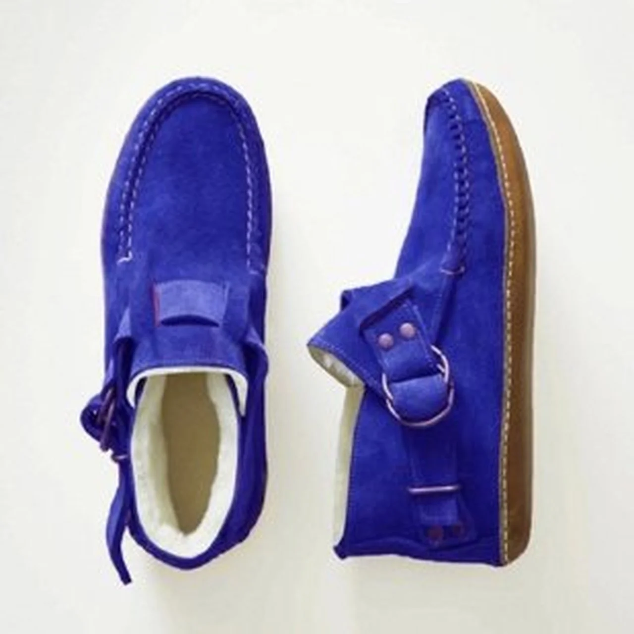 Ladies Ankle Boots 2021 Fall Suede Winter Warm Boots Women Sewing Flat Shoes Ladies Fashion Buckle Short Shoes Large Size