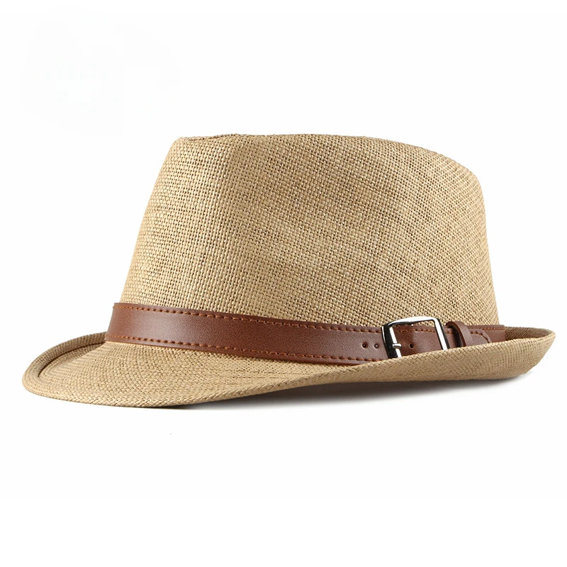 

Vintage Summer Straw Hat Cool Men Straw Fedora Panama Hat Paper Retro Hats for Man Solid Fedoras Cap Fedora Men Hat Cap