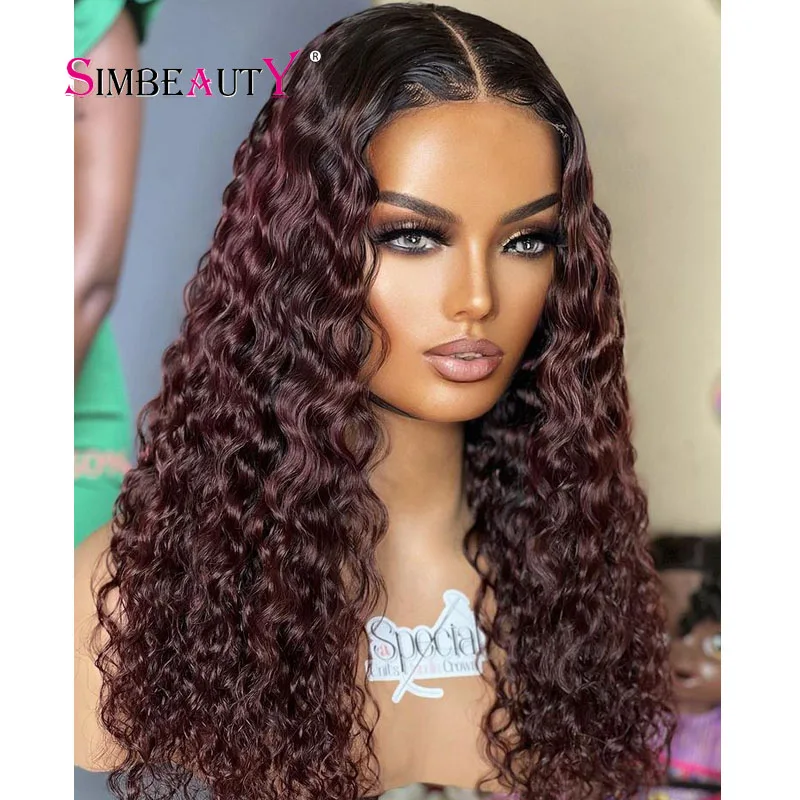 

1B 99J Burgundy Color Natural Wave Ombre 13x6 Deep Part Lace Front Human Hair Wigs Pre Plucked 360 Lace Wigs Natural Hairline