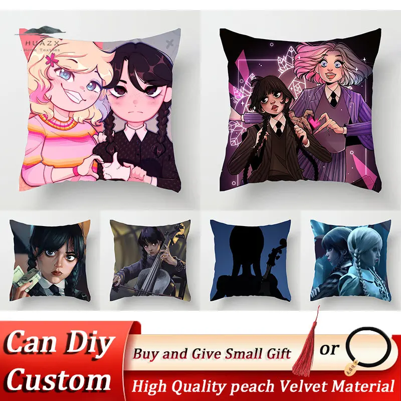 

Wednesday Pillow Case American Anime Movie Pillowcase Sofa Dormitory Bedroom Theme Room Decorative Square Cushion Cover 60x60cm