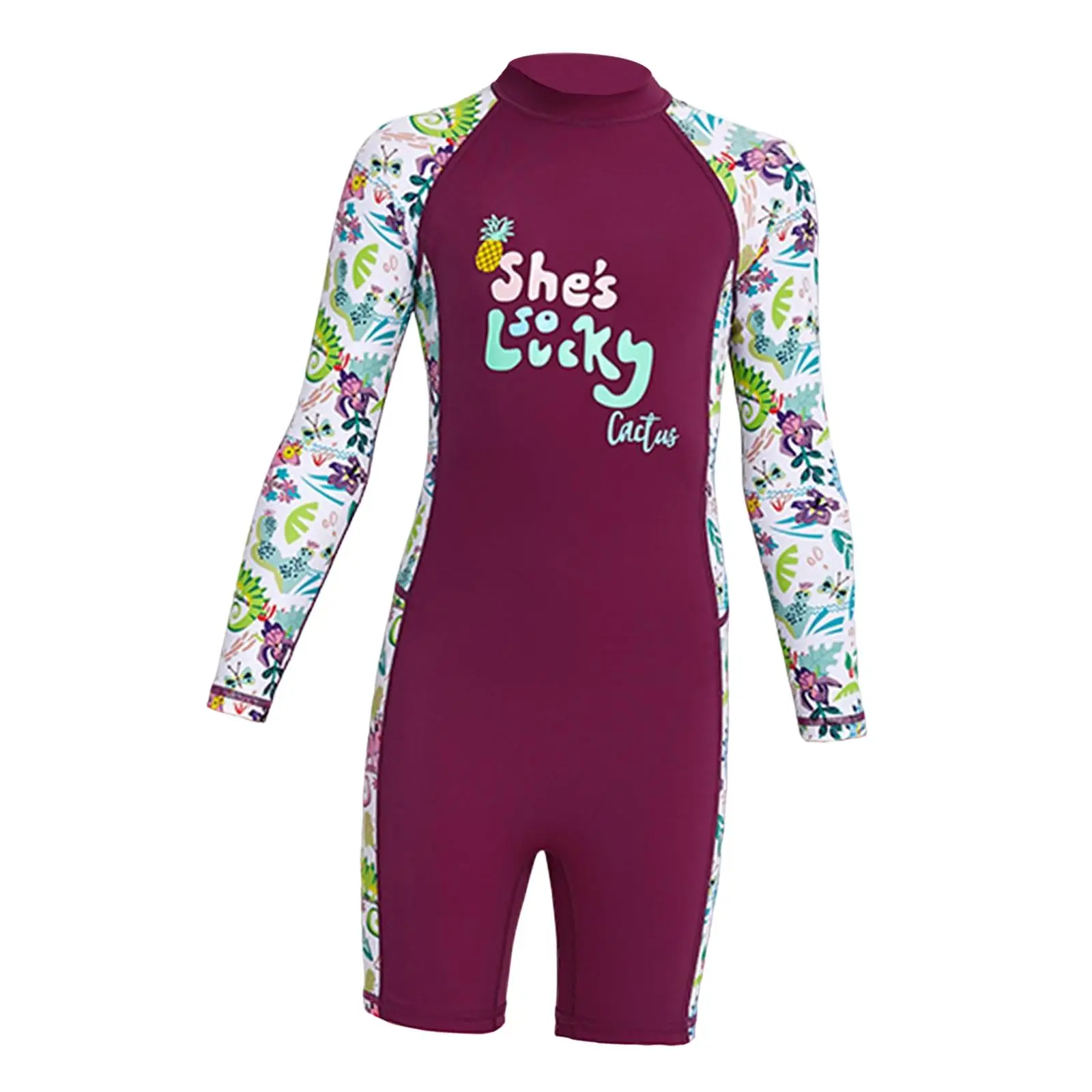 

Kid Wetsuit Sun Protection Girls Swimsuit for Outdoor Swimming