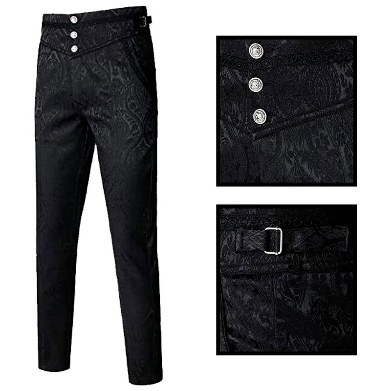 

Men's Gothic Halloween Vampire Cosplay Costume Trousers Steampunk Dark Jacquard Victorian Trousers