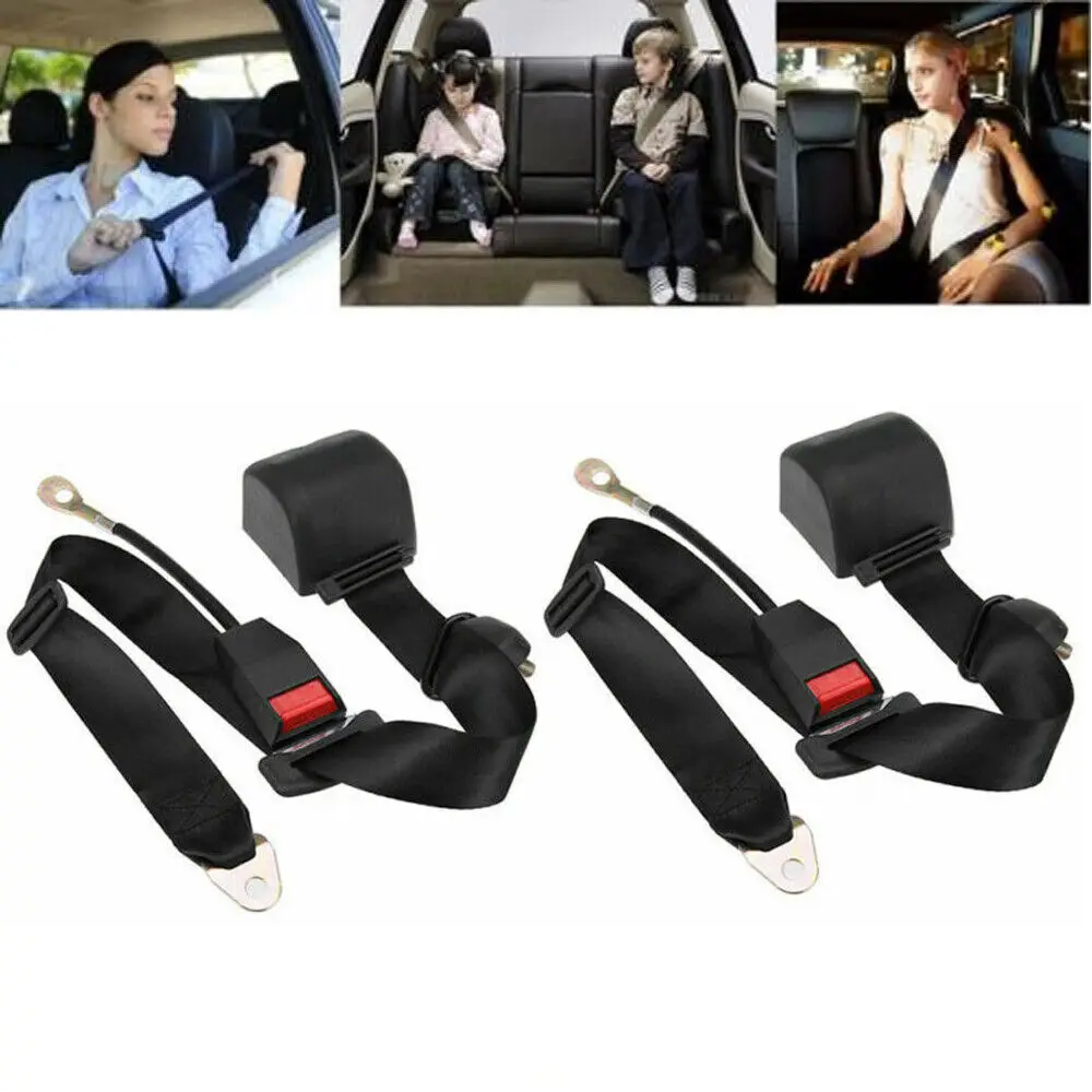 

2 pcsRetractable 3 Point Safety Seat Belt Straps Car Vehicle Adjustable Belt Kit