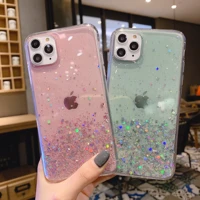 gradient color glitter sequins phone case for iphone 11 pro x xr xs max 7 8 plus 12 back cover glitter star clear silicone case